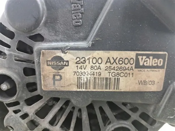 Vaihtovirtageneraattori Nissan Micra K12 2003-2010 1.2B OEM 23100AX600 image 3