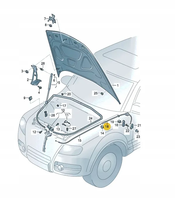 Motorhuvud Kabel 7L6823535C VW Touareg 7L image 3
