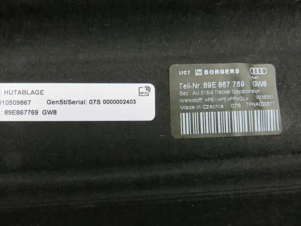 Audi Q4 Sportback E-Tron Kofferraumablage OEM 89E867769 image 5