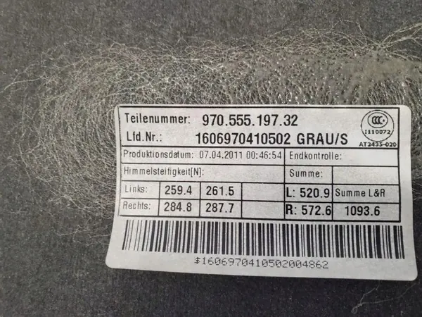 Porsche Panamera 970 Beige Katto OEM 97055519732 image 5