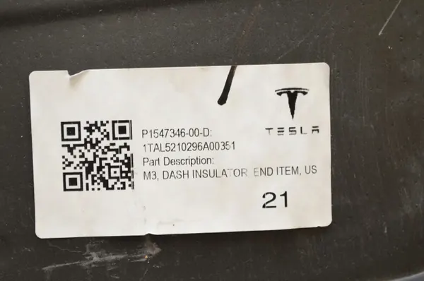 Isolation Acoustique Tesla Model 3 OEM 1547346 - Occasion image 6