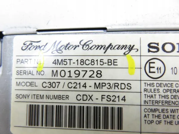 Radio Sony usado OEM 4M5T-18C815-BE para Ford image 6