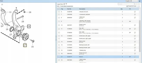 Volvo XC90 2016 Cuscinetto e mozzo ruota sinistra image 5
