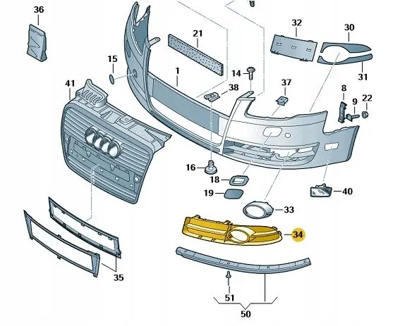 Grille de Ventilation Audi OE 8E0807681F01C, Pare-chocs image 3