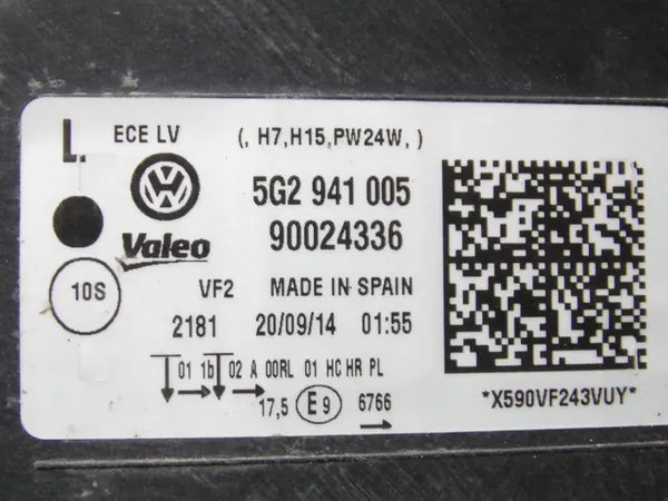 FARO VW GOLF VII 5G 2012-2016 Esquerdo Dianteiro OEM image 10