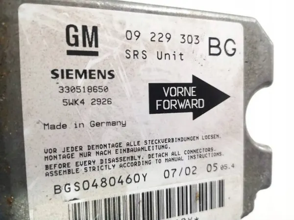 Module airbag OEM 09229303 pour Opel Zafira image 3