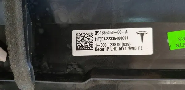 Garniture Tableau de Bord Tesla Model Y OEM 1655360-00-A image 7
