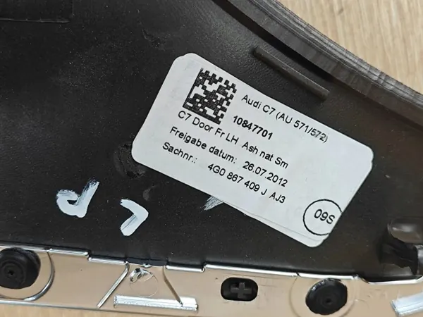 OEM 4G0867409J Vänster framdörrs inredningspanel Audi A6 image 9