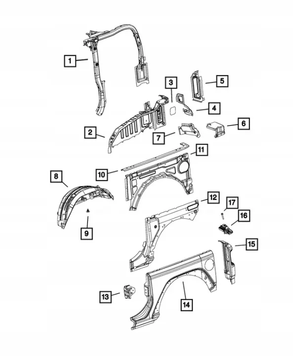 Para-lamas traseiro esquerdo OEM 55397015AJ Wrangler JK 2P image 4
