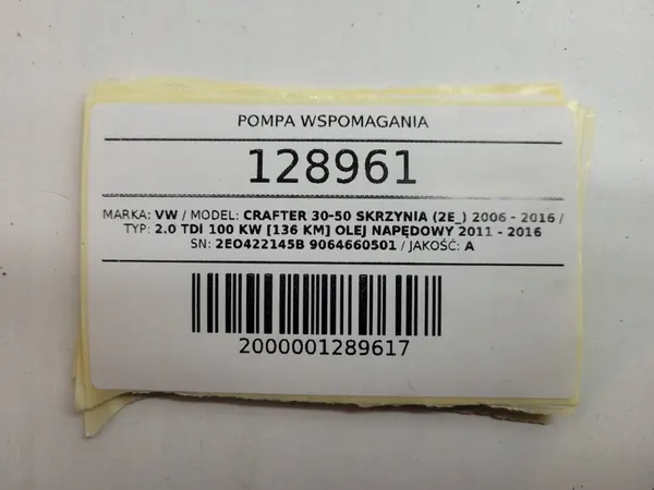Bomba de direção assistida 2.0 TDI VW Crafter 2E0422145B image 9