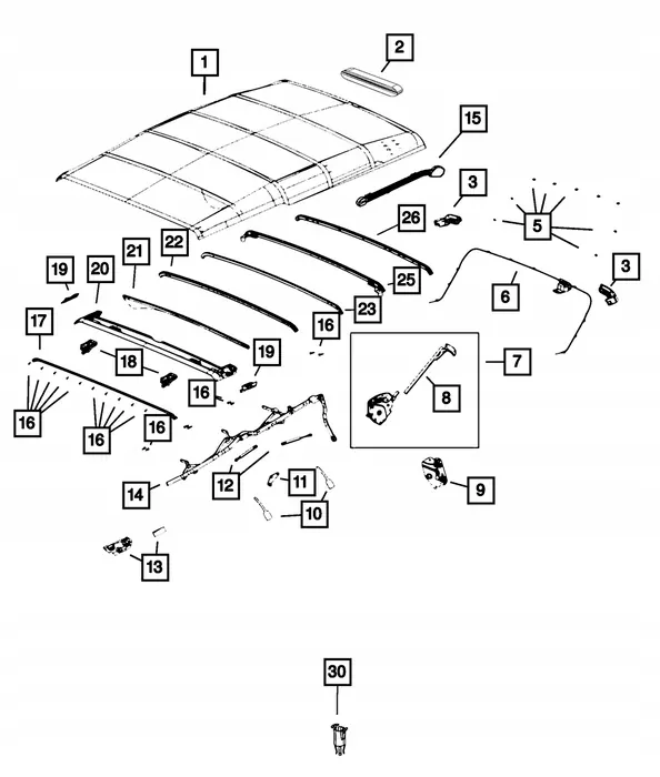 Vasen pehmokatto kisko OEM 68294285AD Jeep Wrangler JL image 3