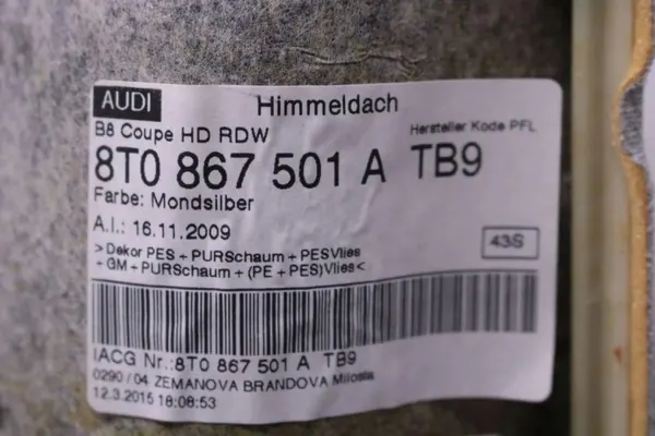 Audi A5 8T Panoramadak Bekleding OEM 8T0867501A image 7