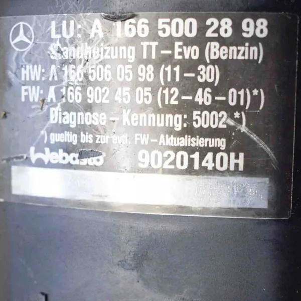 Webasto-lämmitin OEM A1665002898 Mercedes GL X166:lle image 5