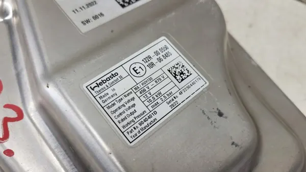 Chauffage stationnaire Webasto Porsche Taycan OEM 9J1963507E image 7