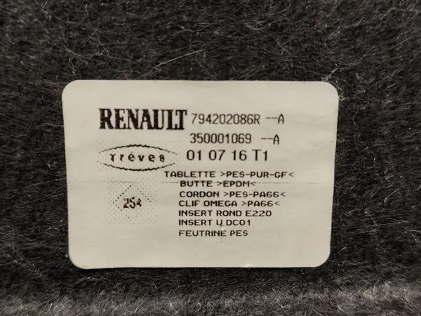 OEM 794202086R Taka takakontin hylly Renault Megane IV HB image 5