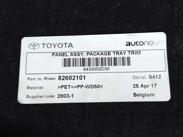 Toyota Auris II takakontin hylly OEM 64330-02D30 image 6