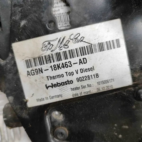 Webasto-lämmitin Ford Mondeo MK4 OEM AG9N18K463AD image 5