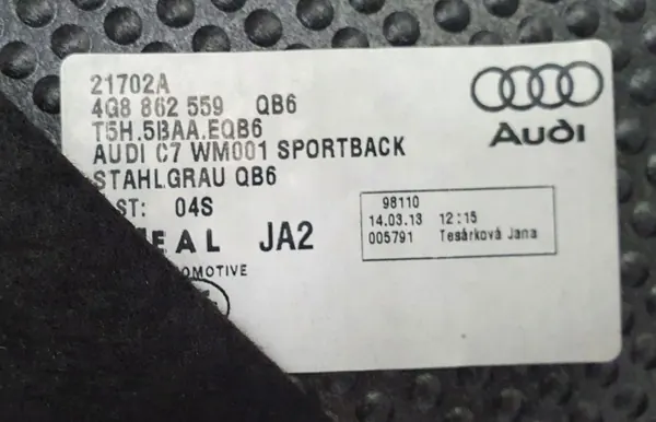 Alfombrilla de maletero gris OEM 4G8862559 QB6 para Audi A7 image 6