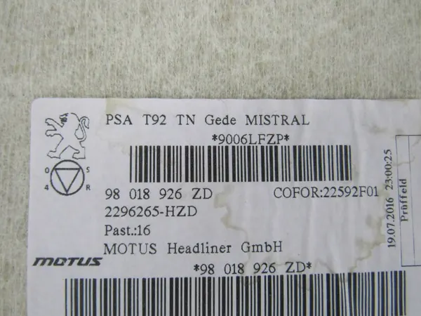 OEM 98018926ZD Techo para Peugeot 308 SW image 9