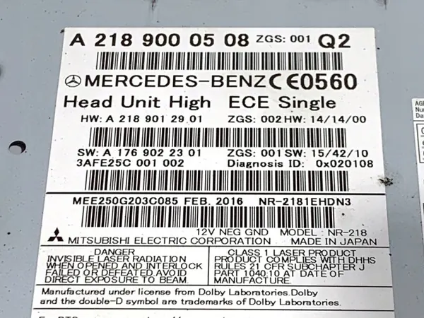Radio Mercedes OEM A2189000508 Lecteur Multimédia 2012-2017 image 5