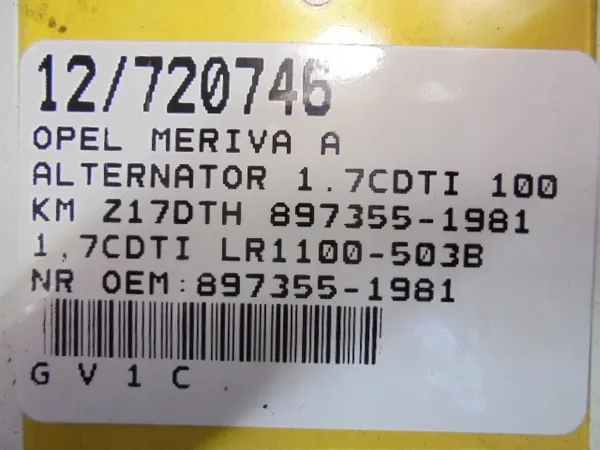 Vaihtovirtageneraattori Opel 1.7CDTI 2002-2009 OE 8973551981 image 9