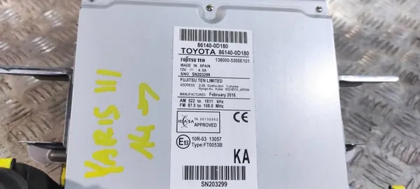 Radio Toyota Yaris P13 OEM 861400D180 2012 image 4