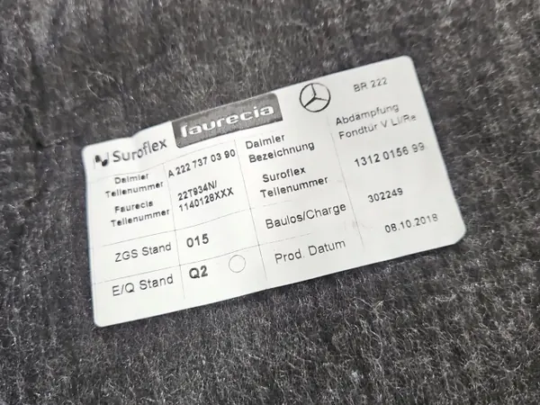 Mercedes W222 Vänster Bakdörrspanel OEM A2227600561 image 6