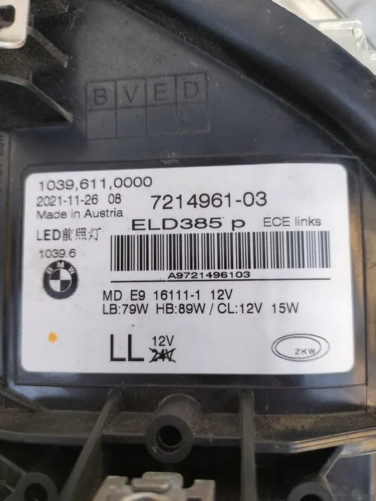 Farol esquerdo BMW 5 G30 G31 7214961 image 8