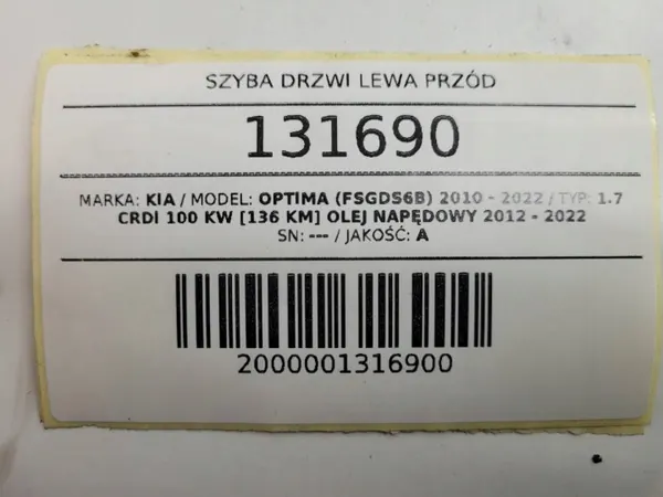 Frontlinke Türscheibe OEM AUST131690 Kia Optima III image 7