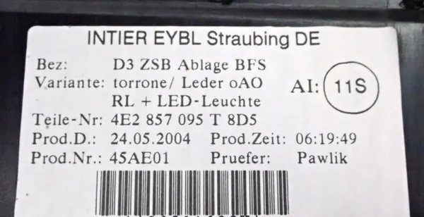 Luvas passageiro OEM 4E2857095T Couro Audi A8 D3 image 10