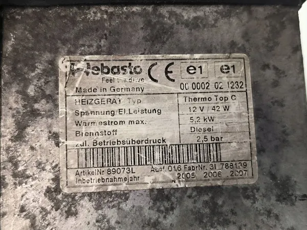 Webasto Verwarming OEM 000002021232 voor Audi A6 2.5L Diesel image 5
