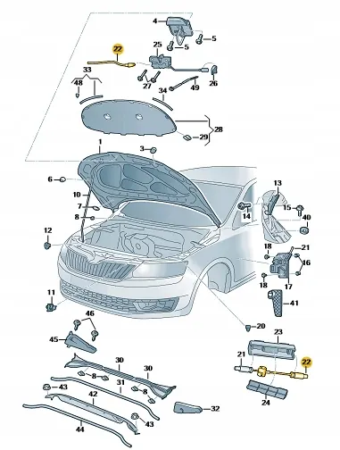 Skoda OE 5E0823531A Motorhuv Kabel image 4