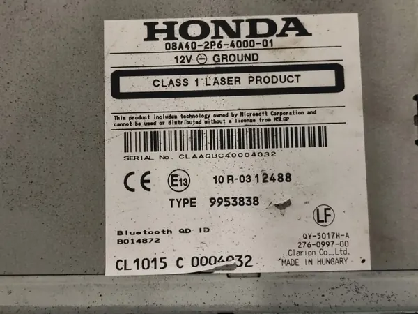 Honda OEM 08A40-2P6-4000-01 Radio-CD Civic IX:lle image 7