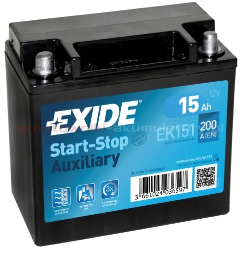 Exide Start-Stop AGM Batteri OEM Marwoj881..46 12V 15Ah image 2