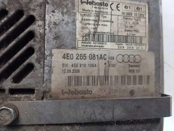 Chauffage stationnaire Webasto OEM 4E0265335C Audi A8 image 4