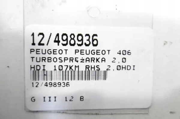 Turbocompresor Peugeot 406 2.0 HDI image 2