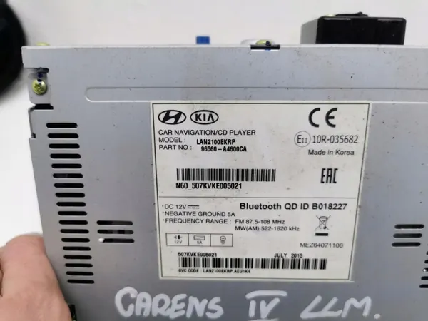 Radio Navigation Kia Carens IV OEM 96560-A4600 2013-2019 image 8
