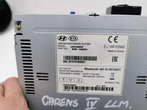 Radio Navigation Kia Carens IV OEM 96560-A4600 2013-2019 image 9
