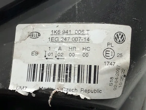 Oikea etuvalaisin VW Golf V 1K6941006T 03-10 image 6