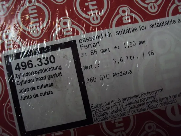 Junta de cabeçote Ferrari GTC 360 Modena 3.6 V8 OEM image 5