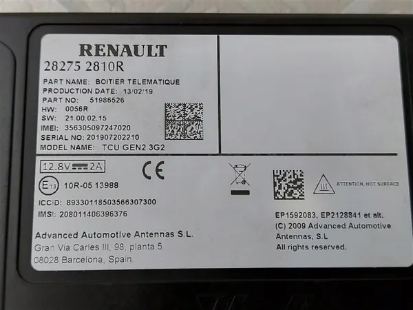Module TCU OEM 282752810R Smart Forfour II 453 image 3