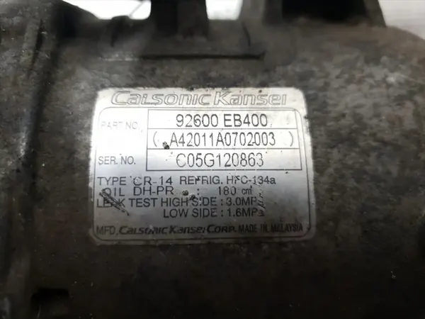 Compressore A/C Nissan Navara 2.5 dCi Diesel 2005 92600EB400 image 5