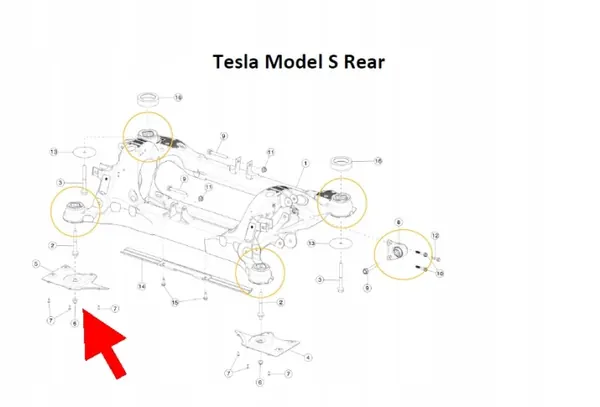 Tesla Model S Runko-leikkauslevy 1055766-00-B Taka Vasen image 3