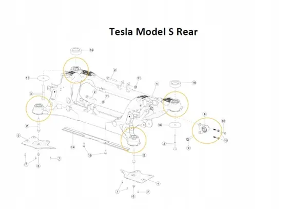 Tesla Model S Runko-leikkauslevy 1055766-00-B Taka Vasen image 4