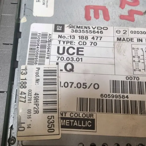 Radio OEM 13188477 CD70 NAVI d'origine pour Opel Vectra C image 9