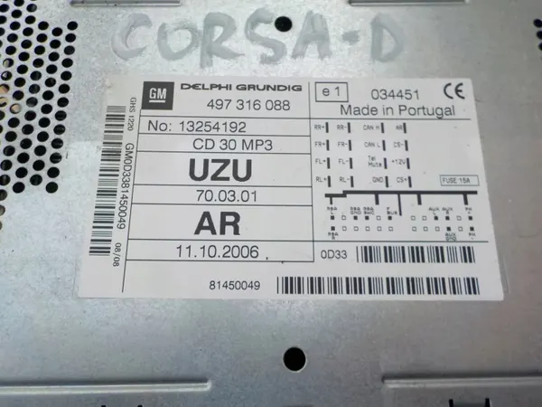 Opel CD 30 MP3 -radio OEM 13284430 Corsa D:lle image 3