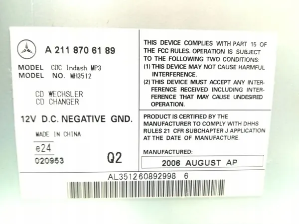 OEM A2118706189 Mercedes Changer CD/DVD Avant image 5