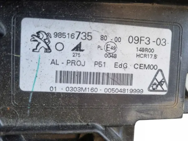 Peugeot 308 oikea ajovalo 98516735XX image 4