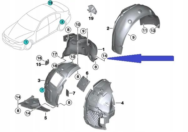 Front Wheel Arch BMW 3 F30 F31 Left OEM 51717260699 image 2