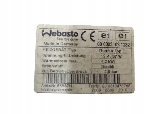 Chauffage Webasto OEM 66724C pour Peugeot 308 SW image 4